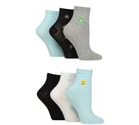 ELLE Women's Frilly Bamboo Anklet Socks 6 Pairs 4-8 Rainbow Smiles