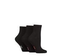 ELLE Women's Half Cushion Socks - Soft Breathable Bamboo Material for Sports, Anklet, Plain with Stripes, 4-8, Pack of 3 Plain Black