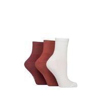 Elle Women's Half Cushion Socks - Soft Breathable Bamboo Material for Sports, Anklet, Plain with Stripes, Size 4-8, Pack of 3 (UK, Numeric, 4, 8, Regular, Regular, Plain Wild Poppy)