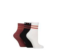 ELLE Women's Half Cushion Socks - Soft Breathable Bamboo Material for Sports, Anklet, Plain with Stripes, Size 4-8, Pack of 3 (UK, Numeric, 4, 8, Wild Poppy Stripe)