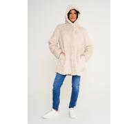 ELLE Women's Hooded Faux Fur Coat in Cream | Size: 20