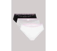 ELLE Women's Multi Pack (3) Cotton Lace Trim Tipped Brazilian | Size: Large