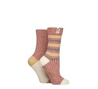 Elle Women's Ribbed Boot Socks - Feminine, Chunky and Soft, For the Outdoors, Walking and Hiking in a Multipack of 2 Size 4-8 (UK, Numeric, 4, 8, Regular, Regular, Wild Poppy)