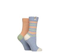 Elle Women's Ribbed Boot Socks - Feminine, Chunky and Soft, For the Outdoors, Walking and Hiking in a Multipack of 2 Size 4-8 (UK, Numeric, 4, 8, Regular, Regular, Coral Blaze)