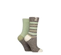 Elle Women's Ribbed Boot Socks - Feminine, Chunky and Soft, For the Outdoors, Walking and Hiking in a Multipack of 2 Size 4-8 (UK, Numeric, 4, 8, Regular, Regular, Forager)