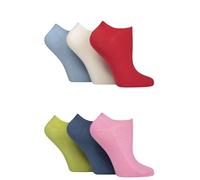 ELLE Women's Socks, No-Show, Invisible, Low, Half Cushion, Ribbed, Plain, Soft Breathable Bamboo, 6 Pair Multipack in Size 4-8 Seafarer Joy