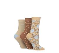 ELLE Women's Soft Cotton Socks Hand Linked Toes 3 Pack 4-8 | Soft cotton socks with smooth toe seams, plain, striped & patterned designs, ideal for everyday wear