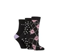 ELLE Women's Soft Cotton Socks Hand Linked Toes 3 Pack 4-8 | Soft cotton socks with smooth toe seams, plain, striped & patterned designs, ideal for everyday wear