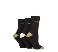 ELLE Women's Soft Cotton Socks - Plain, Striped and Patterned with Hand Linked Toes Multipack of 3 Pairs Size 4-8 (UK, Numeric, 4, 8, Regular, Regular, Forager Contrast)