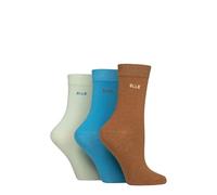 ELLE Women's Soft Cotton Socks - Plain, Striped and Patterned with Hand Linked Toes Multipack of 3 Pairs Size 4-8 (UK, Numeric, 4, 8, Regular, Regular, Storm Plain)