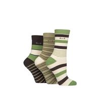 ELLE Women's Soft Cotton Socks - Plain, Striped and Patterned with Hand Linked Toes Multipack of 3 Pairs Size 4-8 (UK, Numeric, 4, 8, Regular, Regular, Striped Forager)