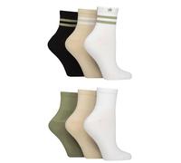 ELLE Women's Sports Ankle Sock Bamboo Half-Cushioned 6 Pk Beige Mix