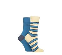 ELLE Women's Striped and Plain Soft, Cooling & Breathable Bamboo Socks in a Multipack of 2 Pairs Size 4-8 Casual Wear (UK, Numeric, 4, 8, Regular, Regular, Storm)