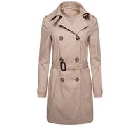 Elle Tina Double Breasted Trench Coat In Stone Stone 16