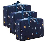 ELLECILA 3 Pcs 75L Large Storage Bags with Zips, Waterproof Heavy Duty Oxford Cloth Moving Bags for Clothes, Duvet, Blankets, Bedding - Sturdy, No-Smell, Space-Saving Storage Solution
