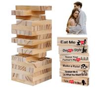 ELLECILA 48 Pieces Lust Tower Couples Games, Valentine Tumbling Tower Stacking Blocks Game, Couples Date Night Games for Flirting,Talking, Challenge, Date Night Anniversary