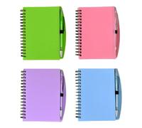 ELLECILA 4Pack A6 Notebooks, Spiral Notebook with Pens, Small Notebooks,70 Sheets/140 Pages 80gsm Paper, Pocket Notepad Small Notebook for School Office Business Travel Supplies