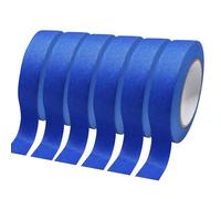 ELLECILA 6 Rolls Blue Painters Tape, 25mm x 50m No-Residue Masking Tape, Heat & UV-Resistant for Precision Painting, DIY Crafts, Wall Edging, Wood/Metal/Glass
