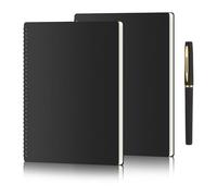 ELLECILA A4 Notepad, 2 Pack Spiral Notebook with Pen, A4 Lined Journal 29x21cm, 60 Sheets/120 Pages, 100GSM Thick Paper, Kraft Paper Notebooks Hardcover Notepad for Office School Business Travel