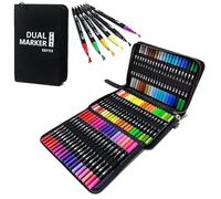 ELLECILA Acrylic Paint Pens - 60 Colors Dual Tip Markers, Fine & Brush Tips for Rock Painting, Quick-Drying Water-Based on Stone, Wood, Glass, Ceramic, Fabric, Canvas