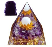 ELLECILA Amethyst Crystal Gemstone Tower, Crystal Pyramid Nature Reiki Chakra Crystals Gifts, Healing Crystals Gifts for Women, Lotus Flower Orgonite Pyramid for Spiritual Healing and Chakra Balance
