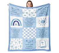 ELLECILA Christening Gift for Boy, Christening Blanket150*130cm, New Born Blanket with Pattern and Simple, Baby Christening Gifts, Boy Christening Decorations, Baptism Gifts for Boys(Blue)