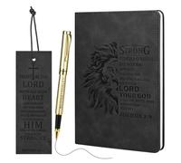 ELLECILA Christian Bible Journal for Men, Engraved Leather Bible Notebook with Pen & Bookmark, 200-Page Journal for Bible Study,Pastor Appreciation Gifts,Scripture Writing,Christian Gifts(Black)
