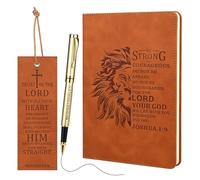 ELLECILA Christian Bible Journal for Men, Engraved Leather Bible Notebook with Pen & Bookmark, 200-Page Journal for Bible Study,Pastor Appreciation Gifts,Scripture Writing,Christian Gifts(Warm Brown)