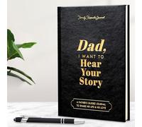 ELLECILA Dad, I Want to Hear Your Story: Father’s Guided Journal to Share His Life & His Love, Journal Book with a Pen for Recording Life, Black Gold Foil Lettering, Leather Wrapped Hardback (Black)