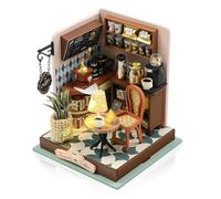 ELLECILA DIY Miniature House Kit, Tiny Model House for Adults to Build, 3D Wooden Dollhouse Kits, Creative Crafts for Teens & Adults Hobby Birthday Gifts (Coffee Time)