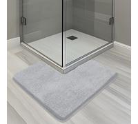 ELLECILA L-Shaped Bath Mat - Corner Shower Mat, Non-Slip Absorbent Carpet for Corner Showers Tubs Machine Washable Grey Bathroom Rug | Home Spa Toilet Floor Mat (L Shaped Design)