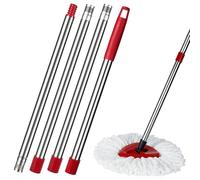 ELLECILA Spin Mop Replacement Handle - 4-Section 30" to 58" Stainless Steel Mop Handle for Vileda, O-Cedar, EasyWring Floor Cleaning