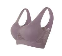 Ellecomfy Bras - Ultimate Breathable Support Bra, Breathable Front Closure Clip for Middle Women Wireless Plus Size Sports (Dark Purple,XL)