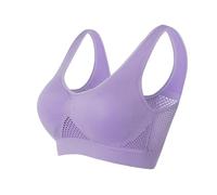 Ellecomfy Bras - Ultimate Breathable Support Bra, Breathable Front Closure Clip for Middle Women Wireless Plus Size Sports (Light Purple,XL)