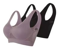 Ellecomfy Bras - Ultimate Breathable Support Bra, Breathable Front Closure Clip for Middle Women Wireless Plus Size Sports (2pcs-f,4XL)