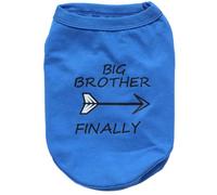 Elledia Pet Summer Cotton Clothes for Small Dogs, Dog Sleeveless Tops Clothes for Puppies, Big Brother Finally Print T Shirt Round Neck Vest for Boy Dogs Male Cats Puppies Yorkie Teddy Teacups