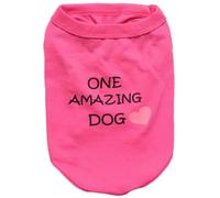 Elledia Pet Summer Cotton Hot Pink Vest, Dog Sleeveless Tee Shirts, Soft Breathable Tank Top Party Clothes for Dogs, One Amazing Dog Print Funny Costume