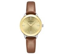 ELLEN TRACY Diamond Collection Women's Watch - 28mm Round Sunray Dial, Crystal Accents, Quartz Movement, Tang Buckle, Elegant Dress Watch, Gift for Her, Gold