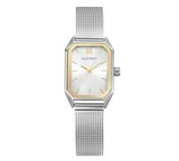 Ellen Tracy Women's 20mm Rectangle Silvertone Watch, Silver Dial, Mesh Band