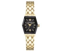 ELLEN TRACY Women's 21mm Hexagon Goldtone Watch, Black Dial, Mesh Band