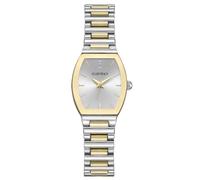 Ellen Tracy Women's 22mm Barrel Two Tone Silver/Gold Watch, Silver Dial, Crystal Accents, Bracelet Band
