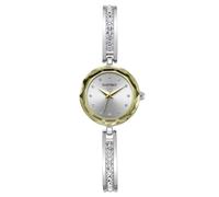 Ellen Tracy Women's 23mm Round Two Tone Silver/Gold Watch, Silver Dial, Crystal Accents, Half Bangle Band