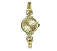 Ellen Tracy Women's 24mm Round Goldtone Watch, Gold Dial, Half Bangle Band
