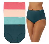 ELLEN TRACY Women's Seamless Underwear - No Show Full Coverage - Stretchy Full Brief Panties for Everyday Wear - 4-Pack, Teal/Coral Pack, L