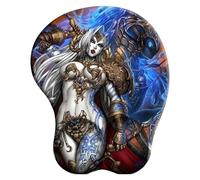 ELLENNE - Mouse Pad with Gel Cushion | Ergonomic with Wrist Rest | Comfortable, Non-Slip and Washable | Mouse Pad for Office, Gaming and Notebook (Code 37 - The Valkyria of the Runes)