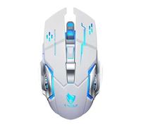 ELLENNE - Q13B Rechargeable Wireless / Bluetooth Gaming Mouse RGB - Adjustable DPI, 6 Buttons, High Precision Optical Laser Sensor, RGB LED Backlight, Ergonomic Design (White)