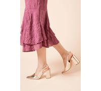 Ellens Pointed High Block Heel Slingback Court Shoes Dorothy Perkins Gold 4