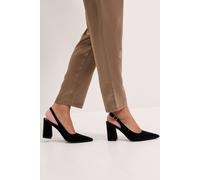 Dorothy Perkins Ellens Velvet Pointed High Block Heel Slingback Court Shoes In Black black 3