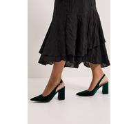 Dorothy Perkins Ellens Velvet Pointed High Block Heel Slingback Court Shoes, 7, Emerald