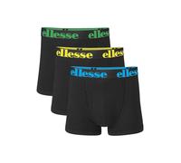 Ellesse Men's Hali 3 Pack Boxer Trunks Black with Coloured Logo
